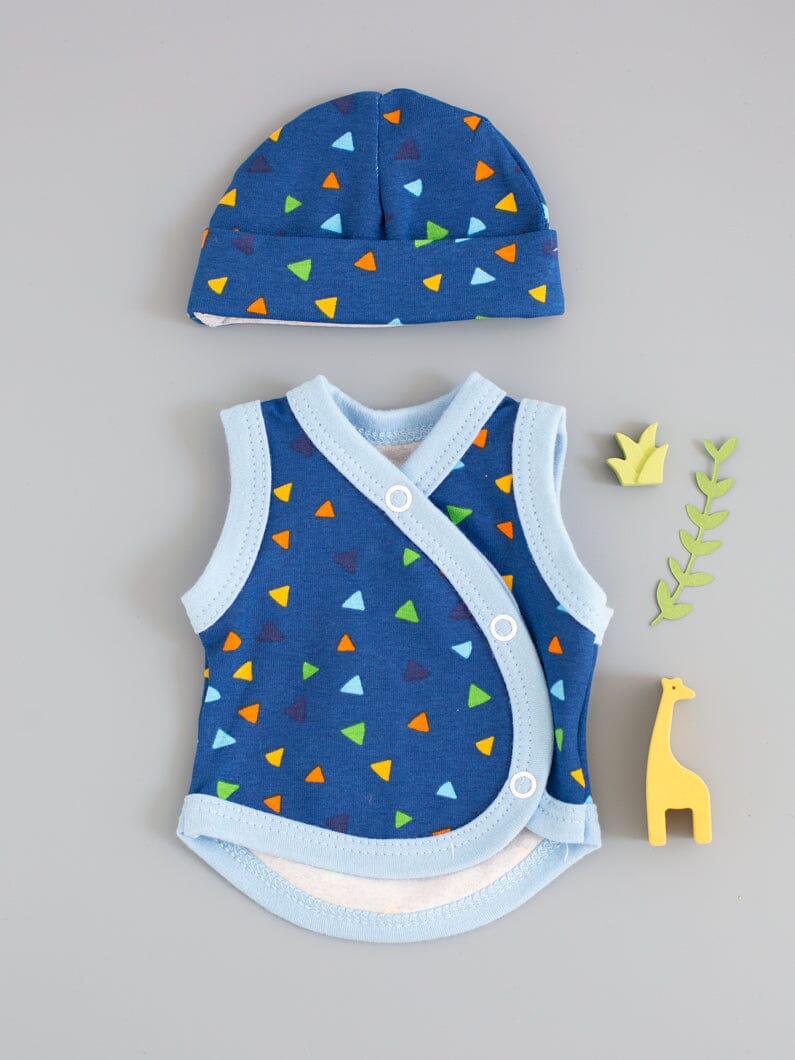 Incubator Vest & Round Hat Set, Triangle Drops Incubator Vest & Hat Set Tiny & Small