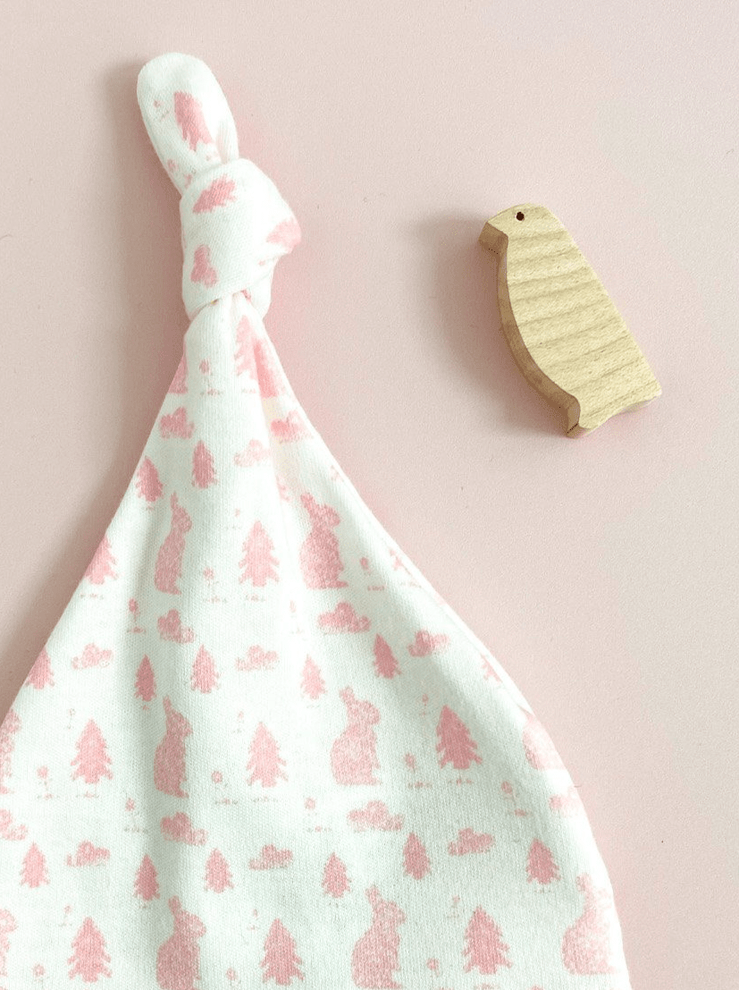 Knotted Hat, Bunny Meadow, Premium 100% Organic Cotton Hat Tiny & Small