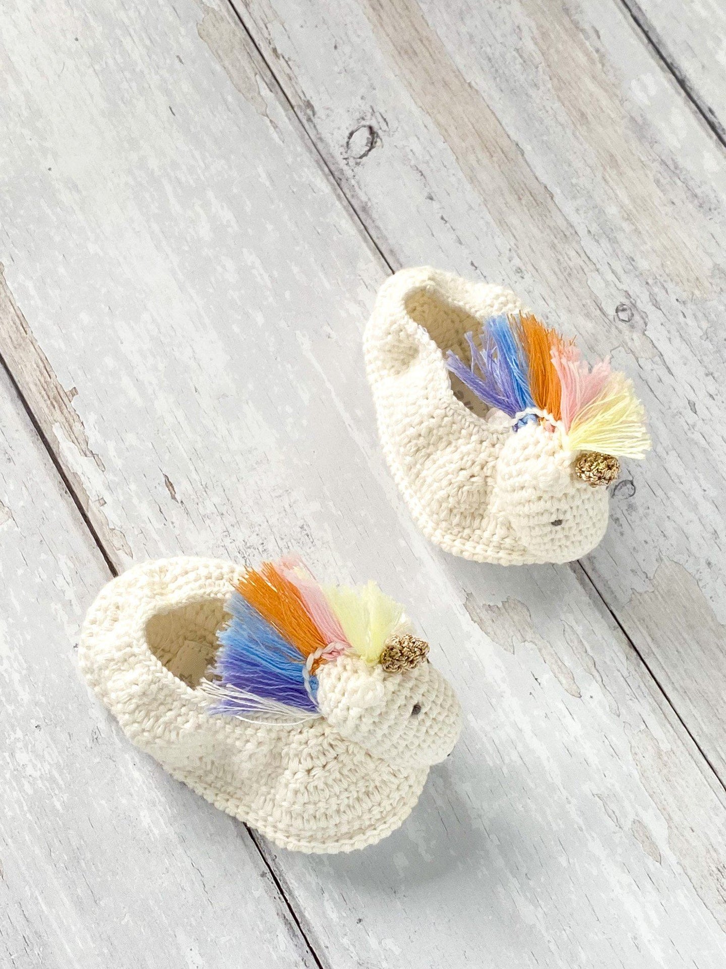 Crochet Pastel Rainbow Unicorn Booties Booties Albetta UK