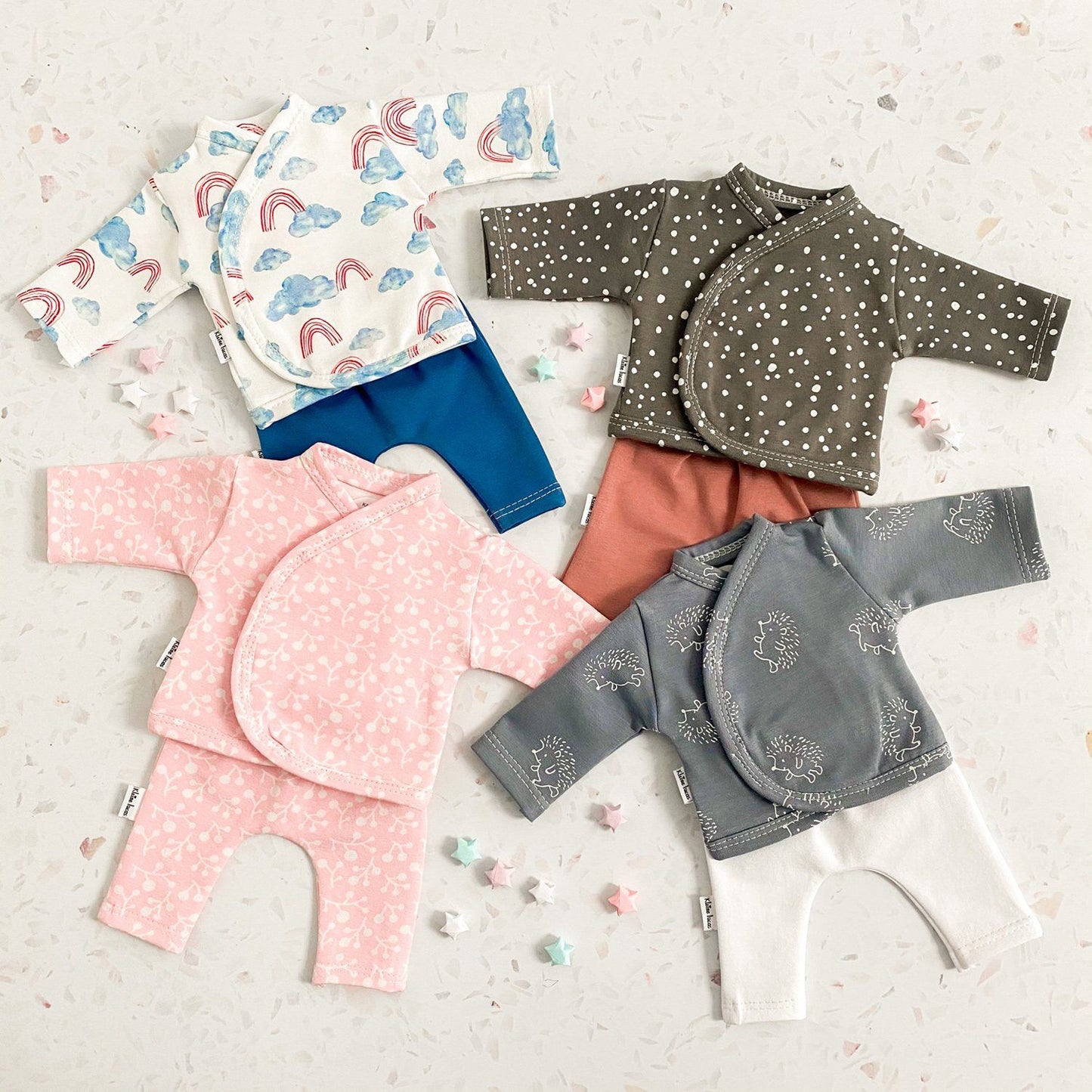 Top & Trouser Set, Polkadot Grey & Pink Top & Trousers Little Lucas