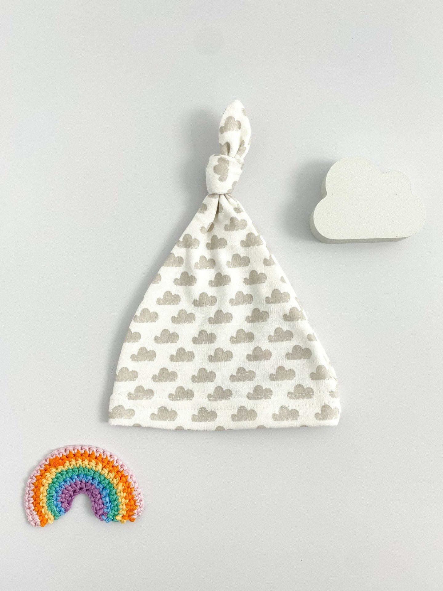Knotted Hat, Silver Cloud, Premium 100% Organic Cotton Hat Tiny & Small