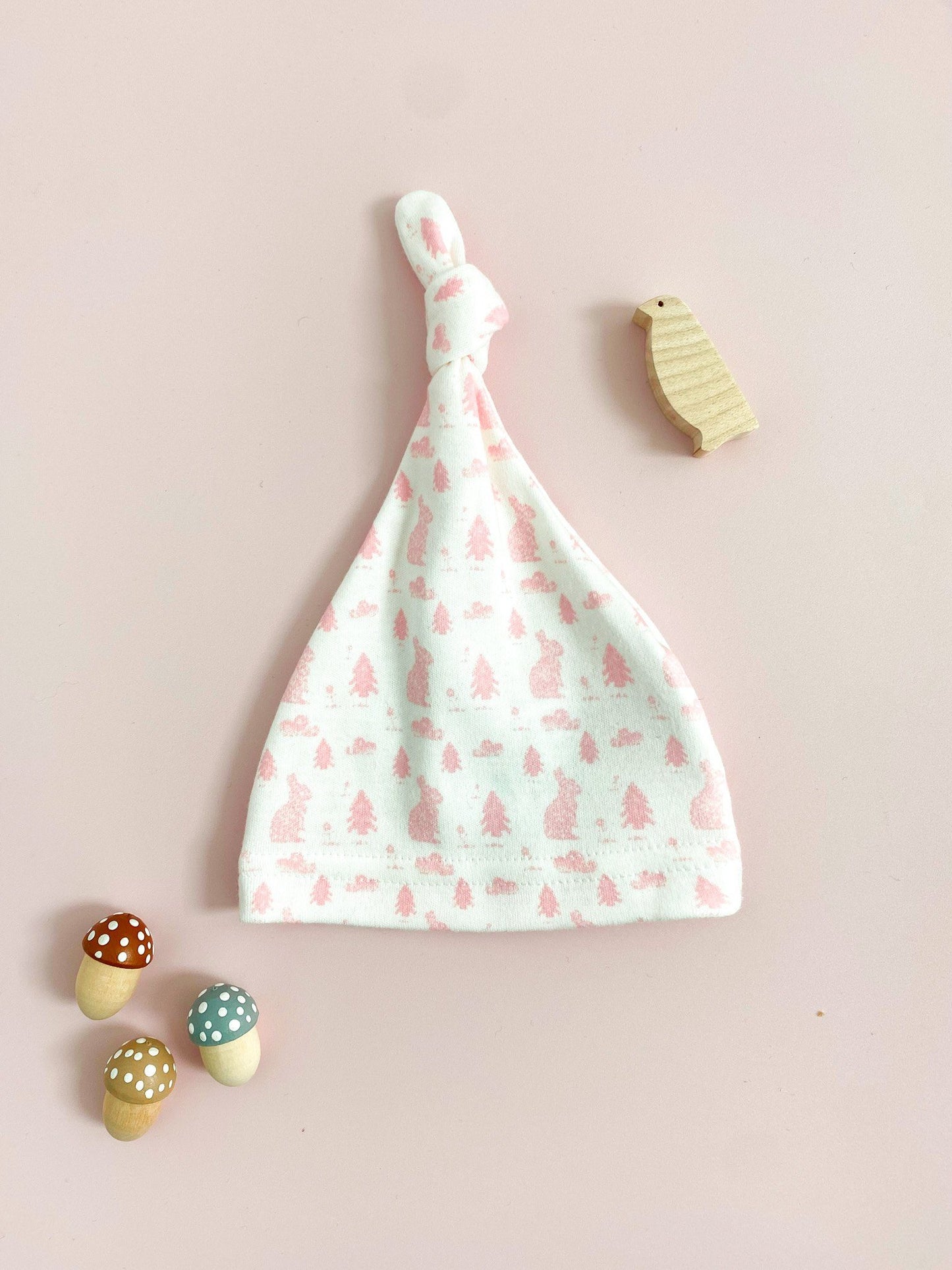 Knotted Hat, Bunny Meadow, Premium 100% Organic Cotton Hat Tiny & Small
