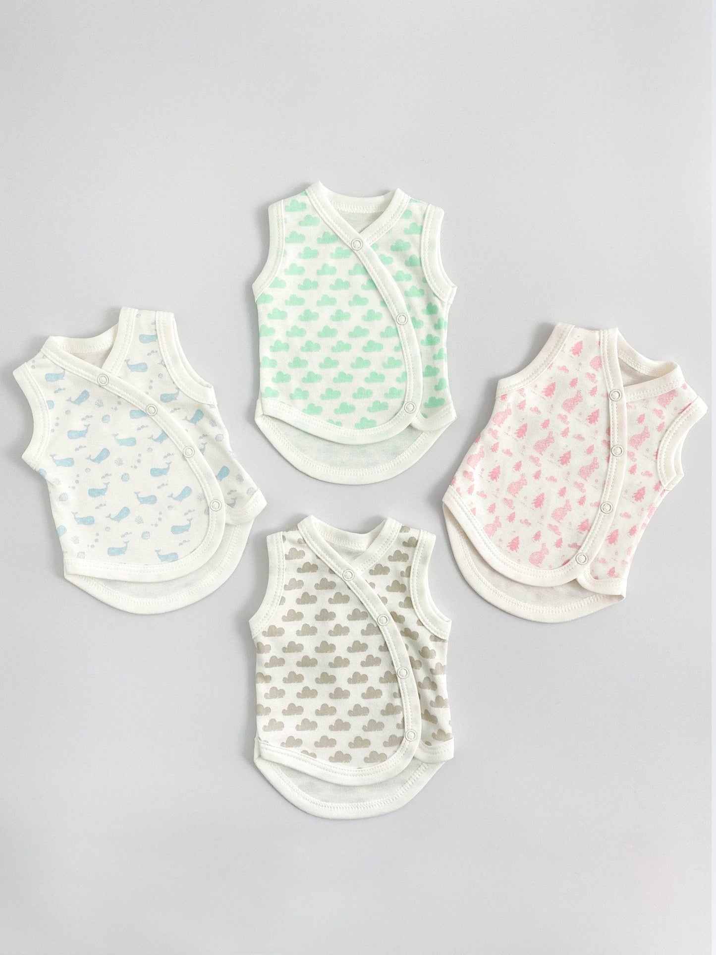 Incubator Vest, Bunny Meadow, Premium 100% Organic Cotton Bodysuit / Vest Tiny & Small