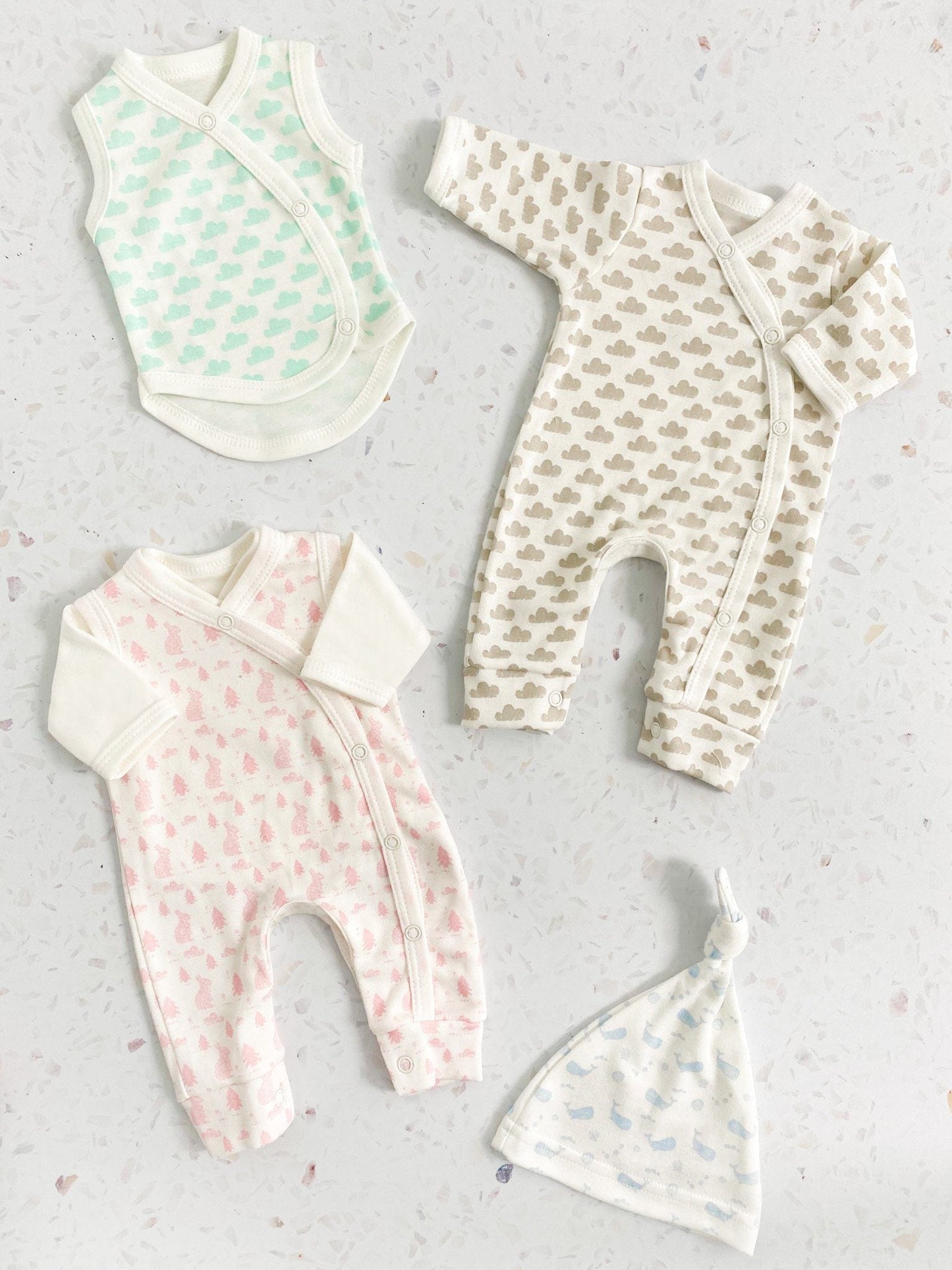 Bodysuit, Silver Cloud, Premium 100% Organic Cotton Bodysuit / Vest Tiny & Small