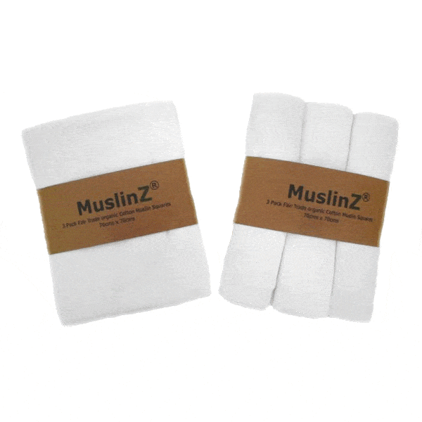 White cotton muslin square by Muslinz, folded