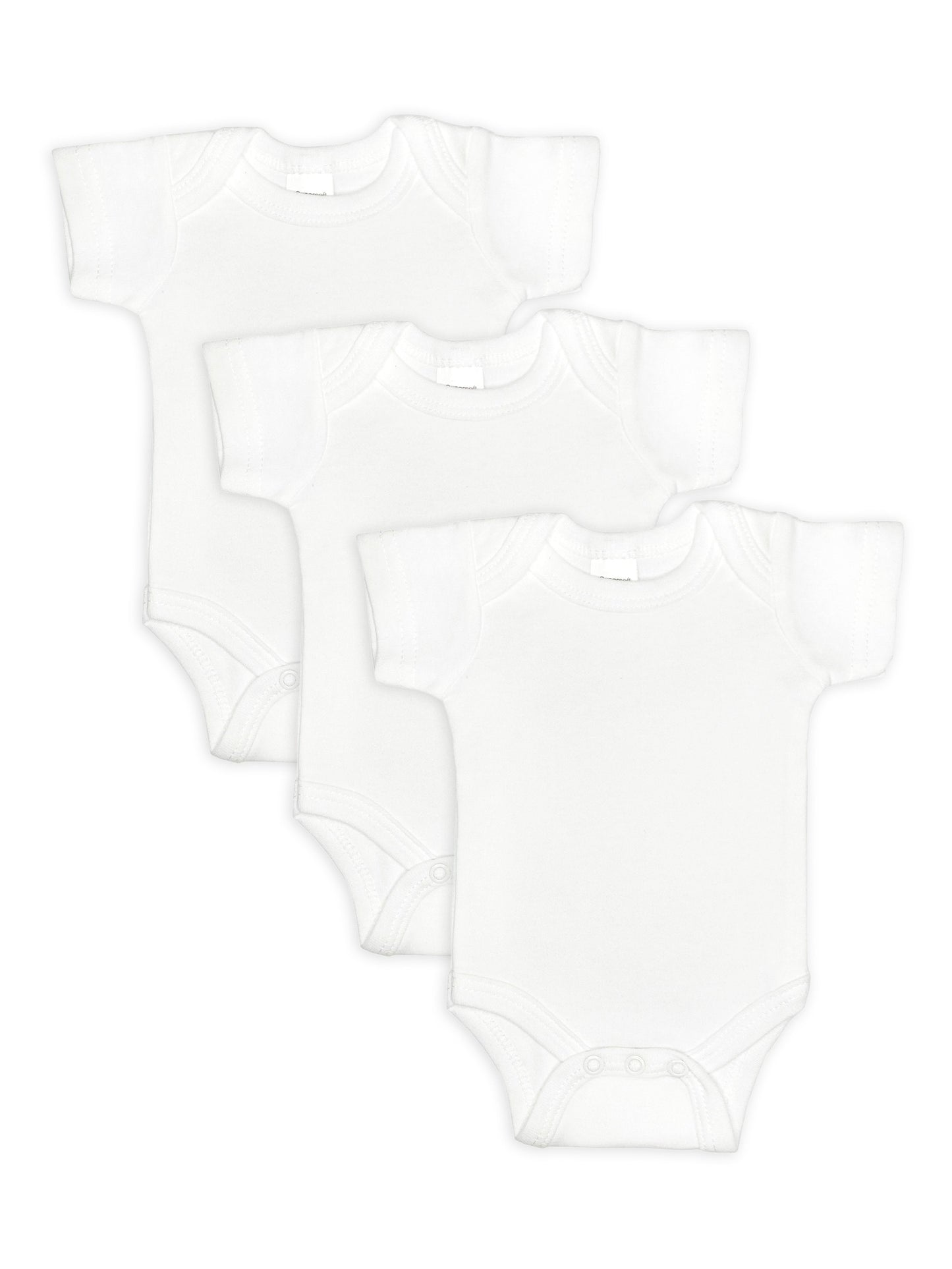 3 Pack - 100% Cotton White Short Sleeved Bodysuits Bodysuit / Vest Soft Touch