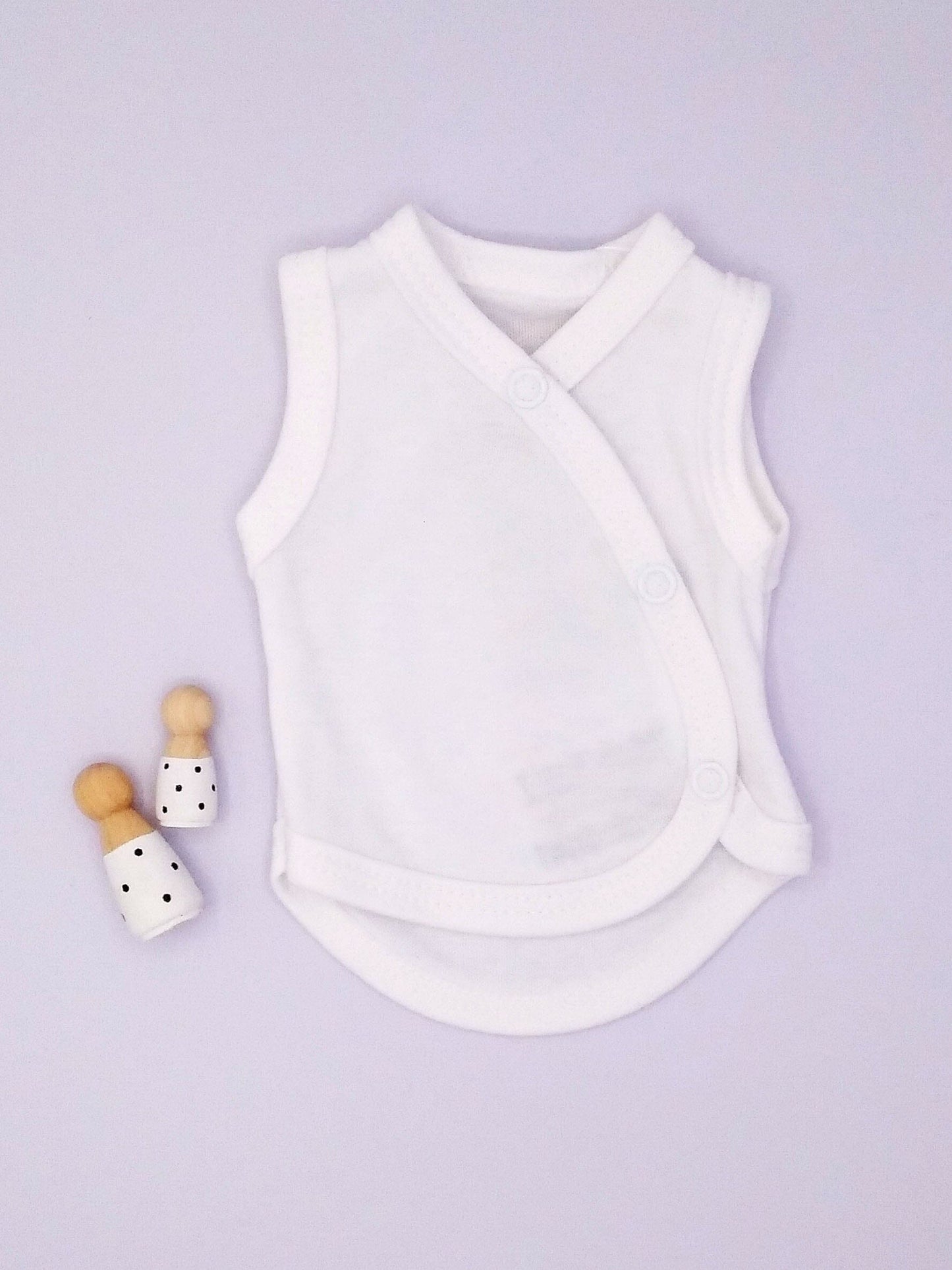Incubator Vest, White , Premium 100% Organic Cotton Bodysuit / Vest Tiny & Small