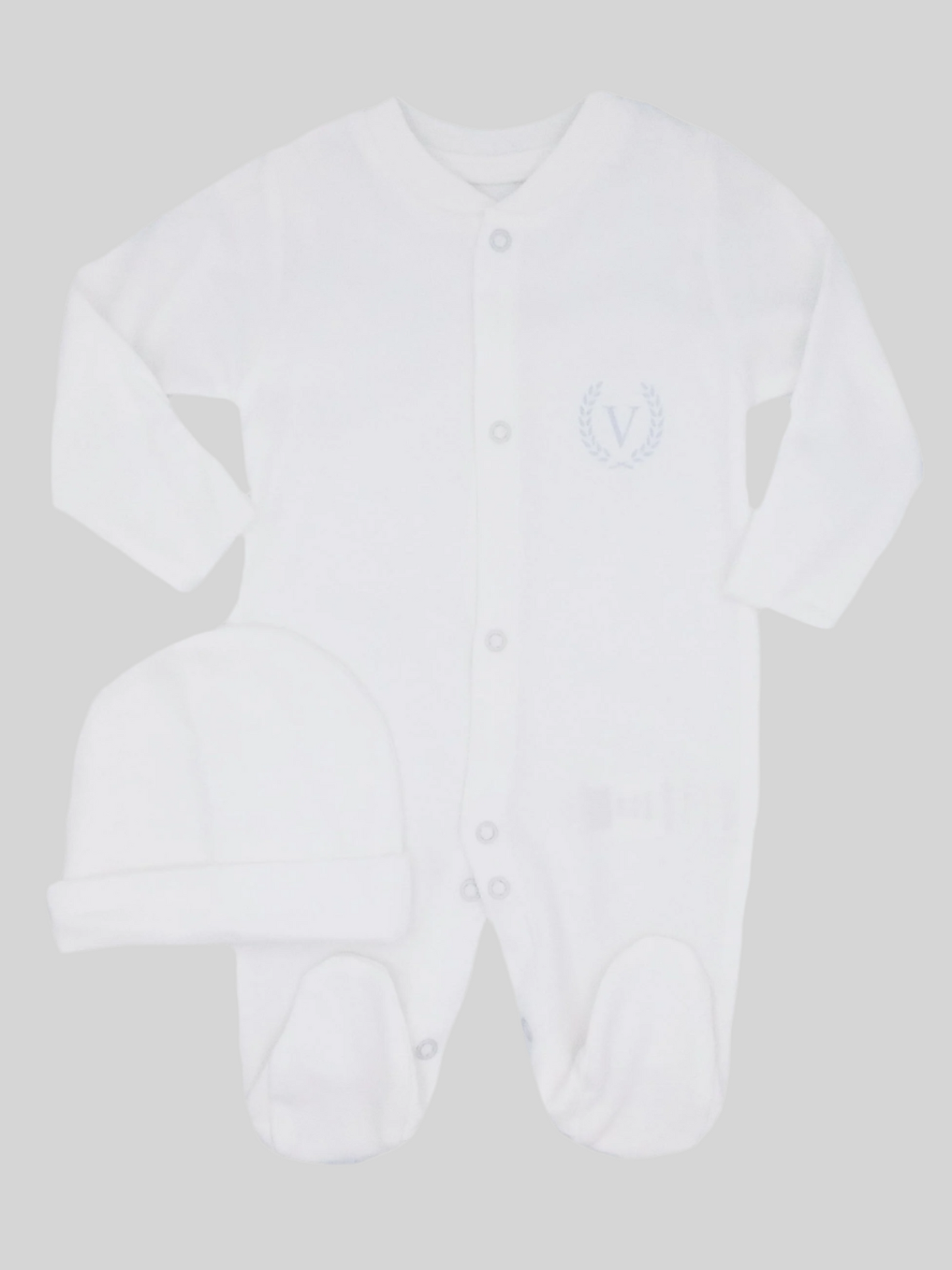 Visara Sleepsuit & Hat Set - White Sleepsuit / Babygrow Visara
