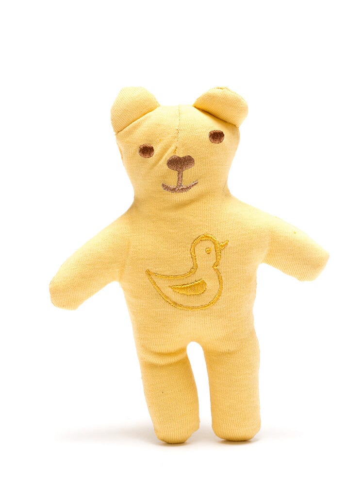 Fairtrade Cotton Teddy Bear With Embroidered Duck - Yellow Toy Best Years