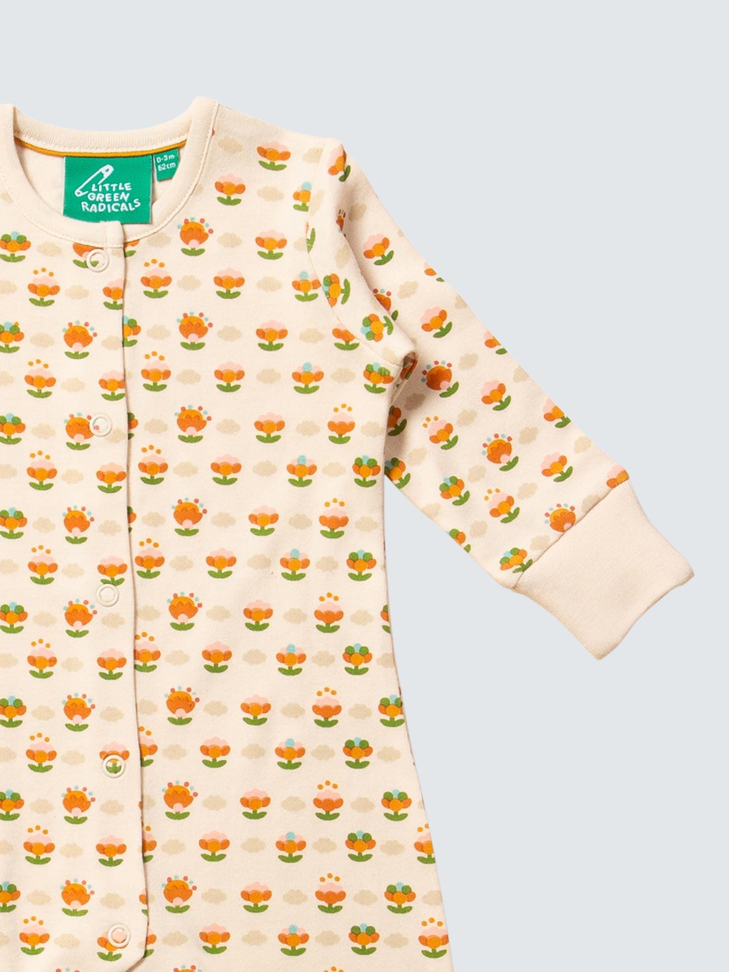 Little Green Radicals Organic Cotton Blooms Babygrow, Little Blooms Sleepsuit / Babygrow Little Green Radicals 