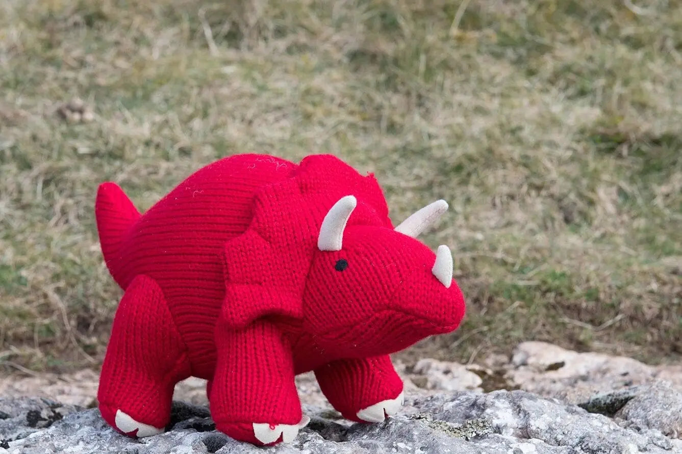 Knitted Triceratops Red Dinosaur Teddy Soft Toy Toy Best Years 
