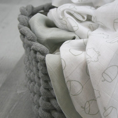 Grey Acorn Cotton Muslin - 70cm x 70cm (One Muslin) Muslin Muslinz 
