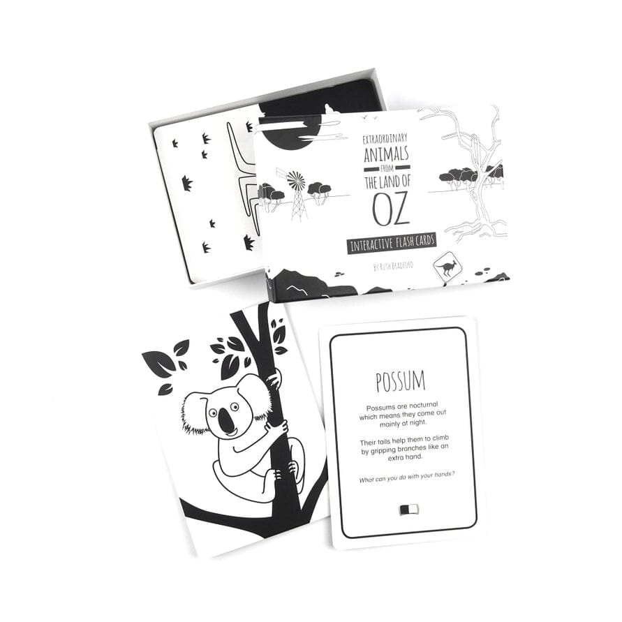High Contrast Interactive Flash Card Set - Extraordinary Animals from Australia Book The Little Black & White Book Project 