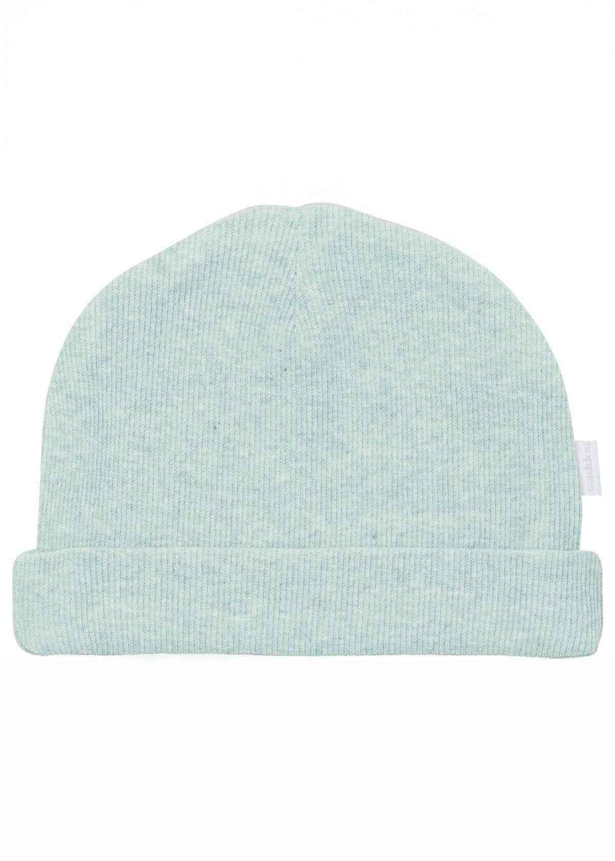 Organic Cotton Ribbed Hat - Grey Mint Melange Hat Noppies 