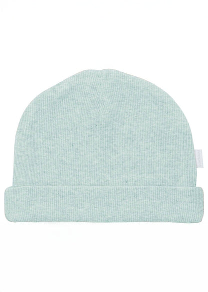 Organic Cotton Ribbed Hat - Grey Mint Melange Hat Noppies 
