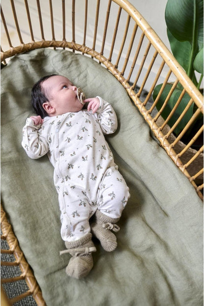 Oatmeal Flowery Playsuit Sleepsuit / Babygrow Noppies 