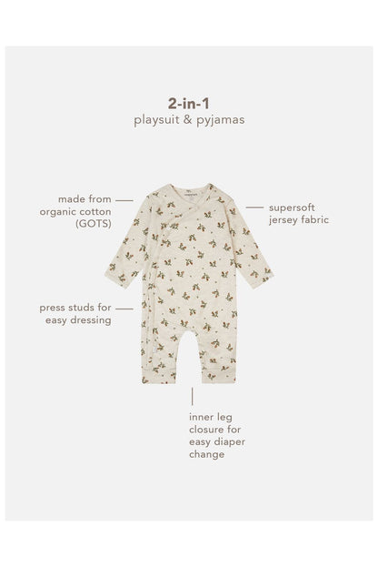 Oatmeal Flowery Playsuit Sleepsuit / Babygrow Noppies 