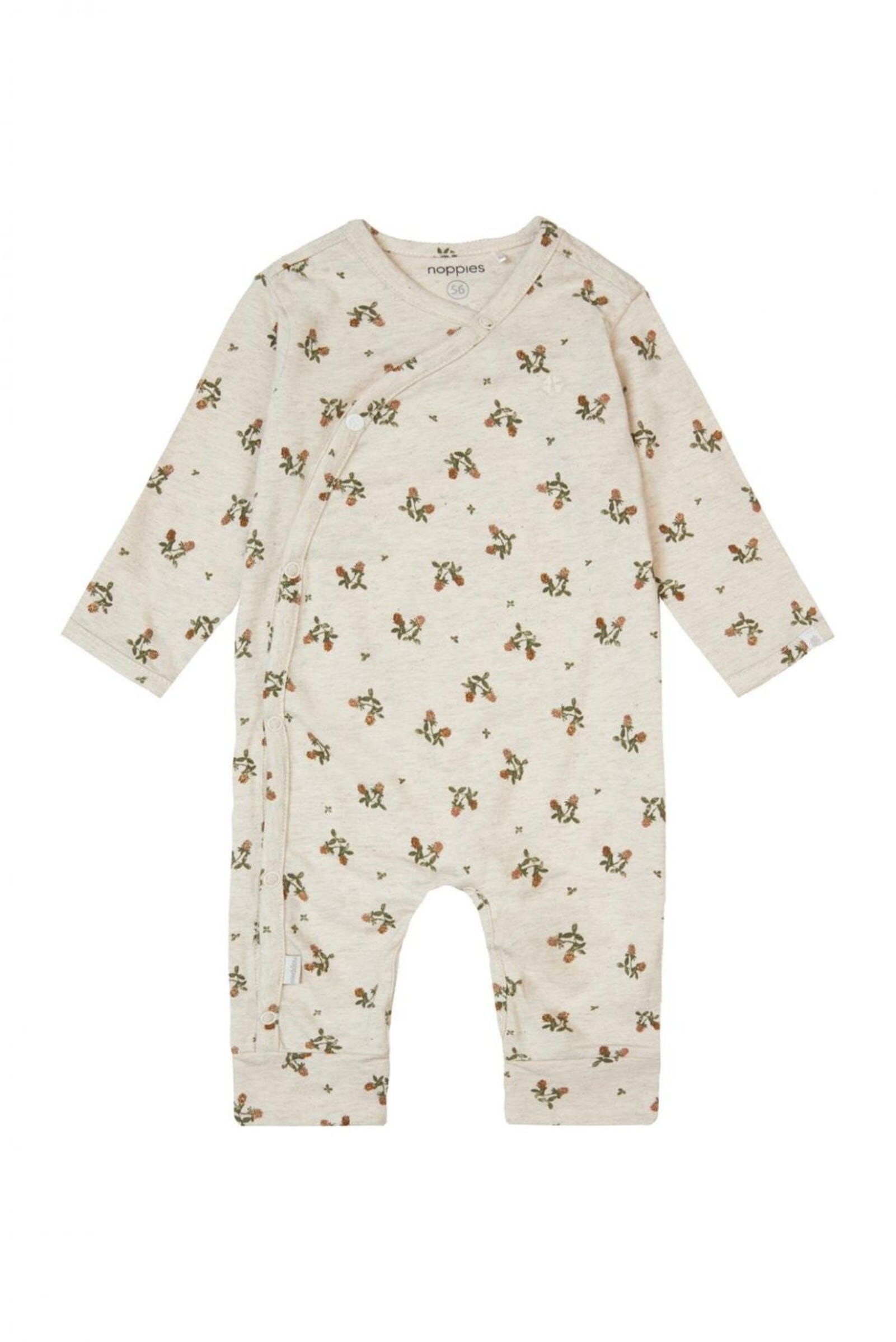 Oatmeal Flowery Playsuit Sleepsuit / Babygrow Noppies 