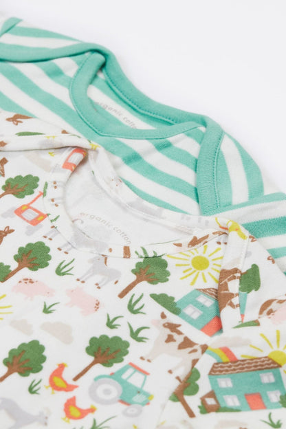 Frugi Organic Cotton 2 Pack Short Sleeve Farmyard Bodysuits Bodysuit / Vest Frugi 