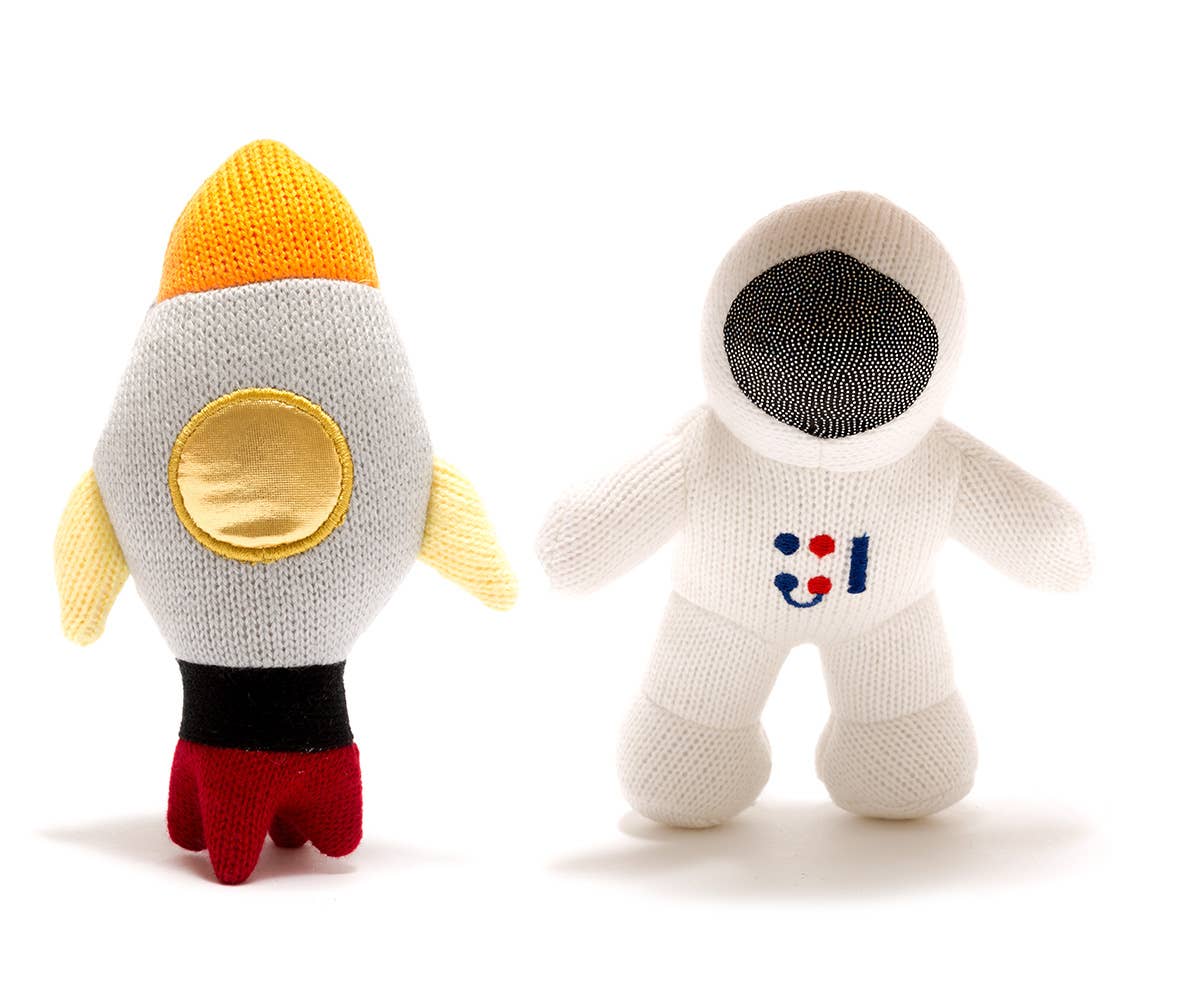 Best Years Ltd - Space Rocket Baby Rattle Knitted