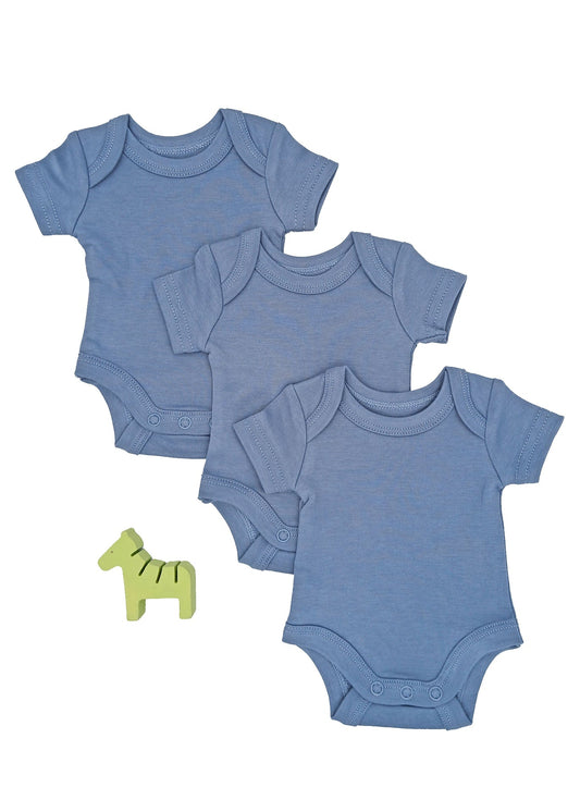 3 Pack 100% Organic Cotton Premature Baby Bodysuits - Blue Little Dreamer