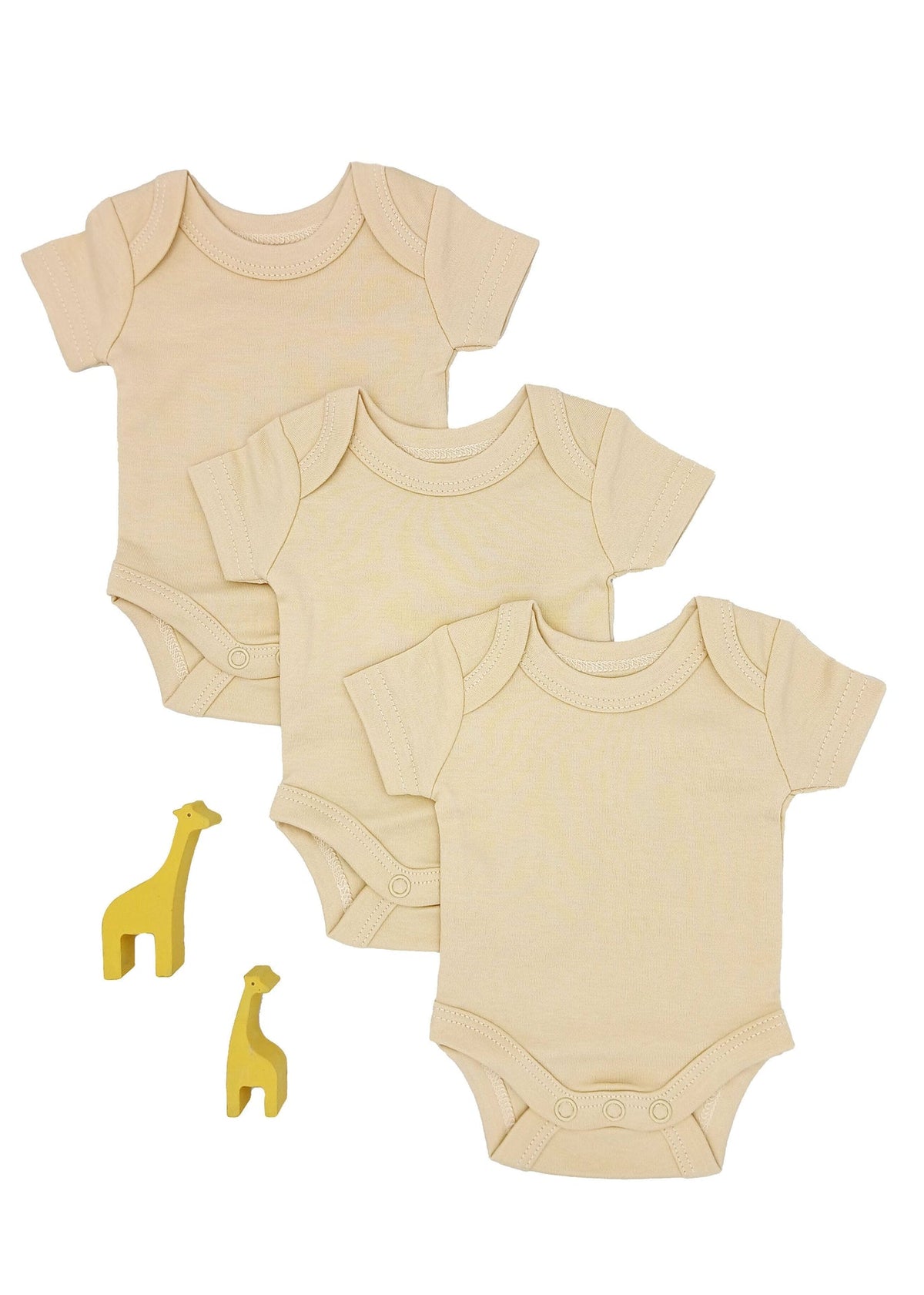3 Pack 100% Organic Cotton Baby Bodysuit with Capped Sleeves - Buttermilk Little Dreamer