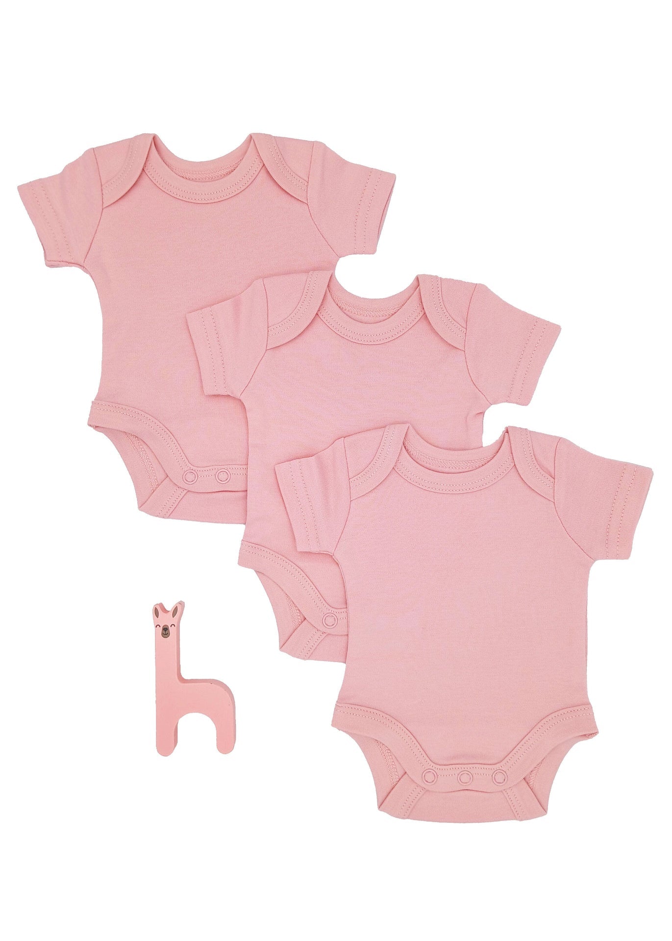 3 Pack 100% Organic Cotton Baby Bodysuit with Capped Sleeves - Pink Little Dreamer