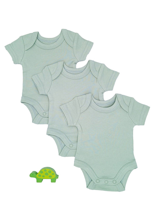 3 Pack 100% Organic Cotton Baby Bodysuit with Capped Sleeves - Sage Little Dreamer