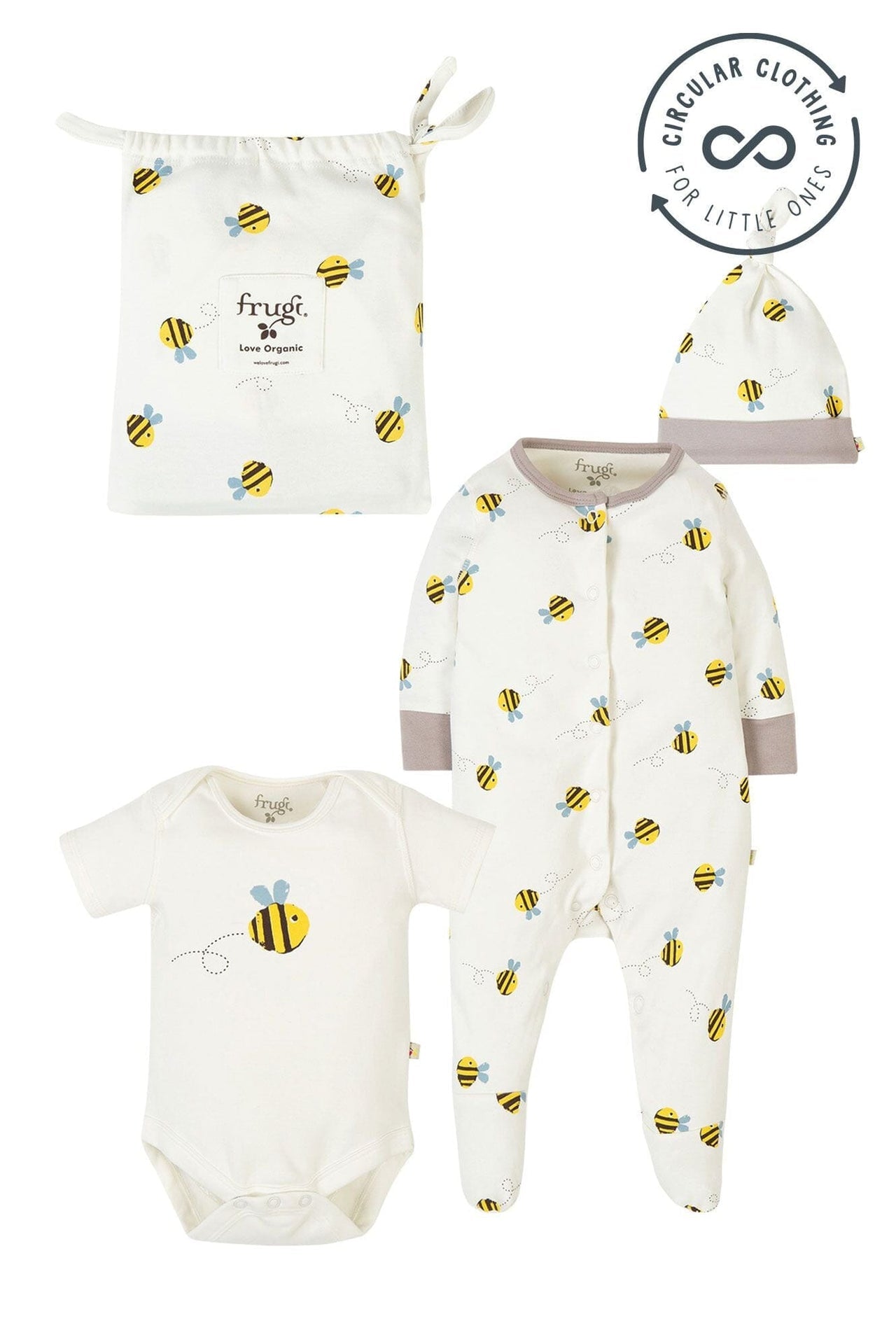 Organic Cotton Buzzy Bee Baby Gift Set by Frugi Outfit Frugi 