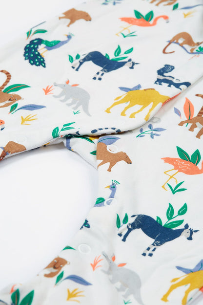 Frugi Organic Cotton Wildlife Babygrow and Dribble Bib Gift Set Sleepsuit / Babygrow Frugi 
