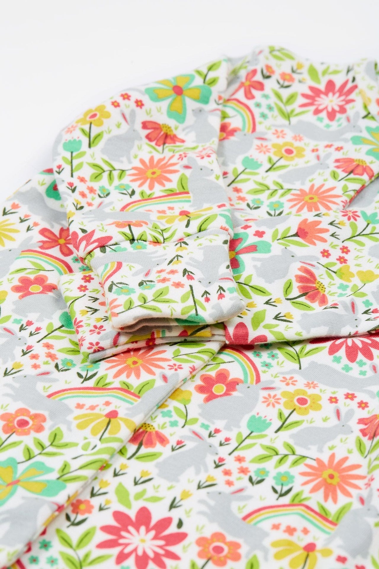 Frugi Organic Cotton White Bunny Bounce Babygrow and Dribble Bib Gift Set Sleepsuit / Babygrow Frugi 