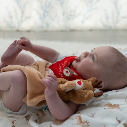 Ziggle Muslin - Christmas Reindeer & Rabbit - 80 x 80 cm