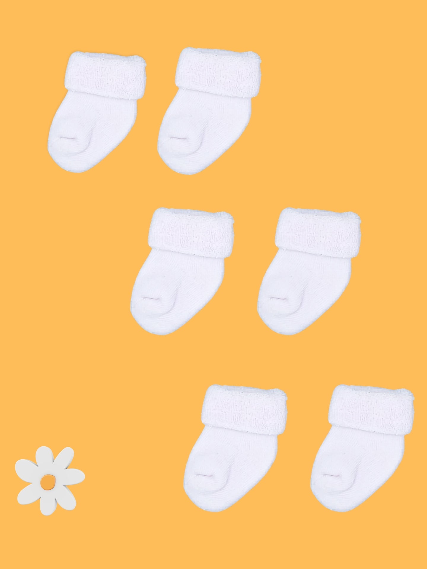 Set of three pairs of socks: White Stay-on Towelling Premature Baby Socks Socks Little Mouse Baby Clothing & Gifts 