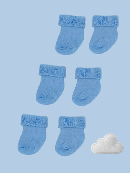 Set of three pairs of socks: Baby Blue Stay-on Towelling Premature Baby Socks Socks Little Mouse Baby Clothing & Gifts 