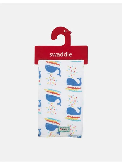 Piccalilly Muslin Swaddle - Whales Swaddle Blanket Piccalilly 