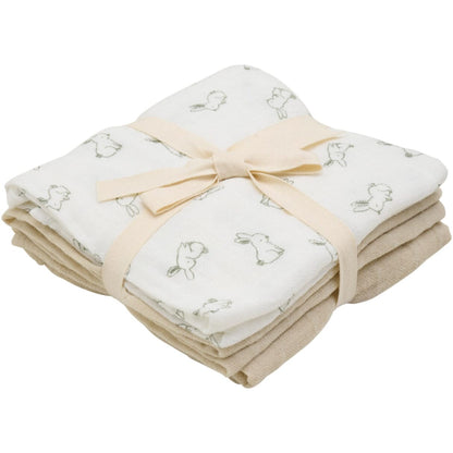 3 Pack, Organic Cotton Muslins, Bunny / Beige, 65 x 65 cm Blanket Pippi 