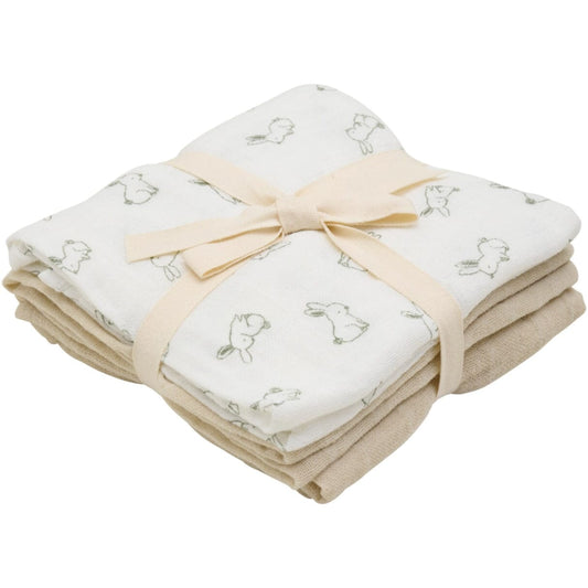 3 Pack, Organic Cotton Muslins, Bunny / Beige, 65 x 65 cm Blanket Pippi 