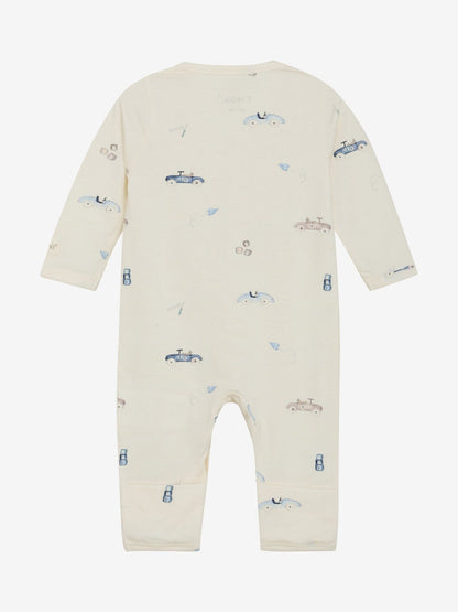 Organic Cotton Rain Washed Cars Onesie Sleepsuit / Babygrow Fixoni 