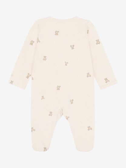 Organic Cotton Oatmeal & Teddy Onesie Sleepsuit / Babygrow Fixoni 