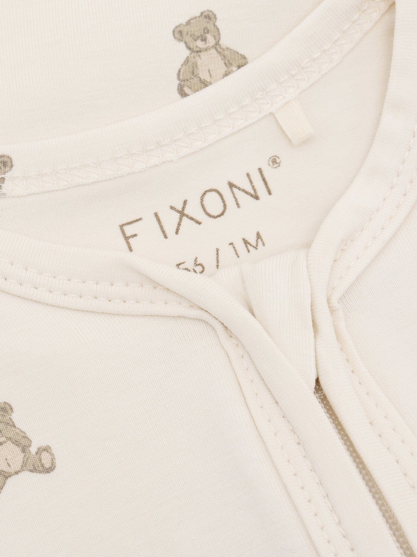 Organic Cotton Oatmeal & Teddy Onesie Sleepsuit / Babygrow Fixoni 