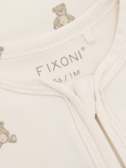 Organic Cotton Oatmeal & Teddy Onesie Sleepsuit / Babygrow Fixoni 