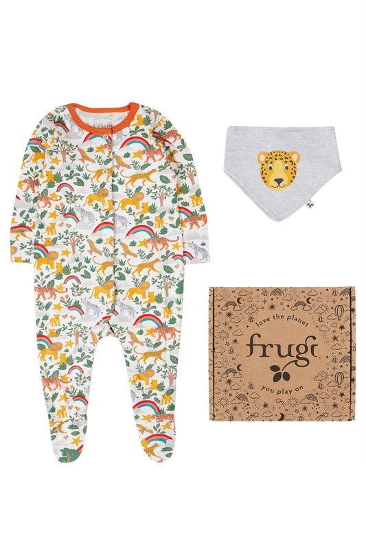 Frugi Organic Cotton "Into The Wild" Gift Set - Babygrow and Dribble Bib Sleepsuit / Babygrow Frugi 