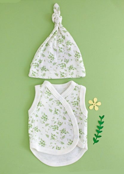 Incubator Vest & Knotted Hat Set, Apple Floral Incubator Vest & Hat Set Tiny & Small 