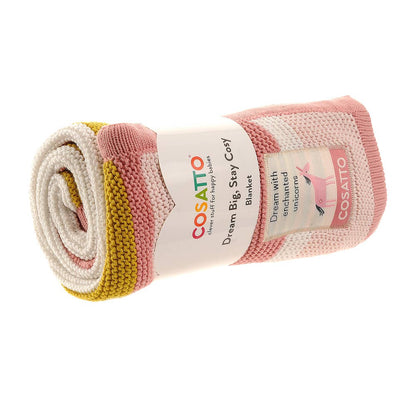 Ziggle Baby - Cosatto Unicorn Garden Stripe Knitted Blanket Blanket Ziggle Baby 