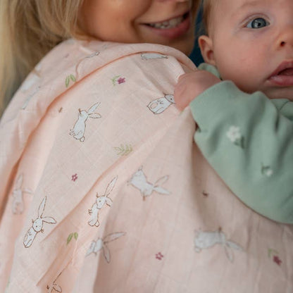Ziggle Muslin - Pink Bunnies - 80 x 80 cm Swaddle Blanket Ziggle Baby 