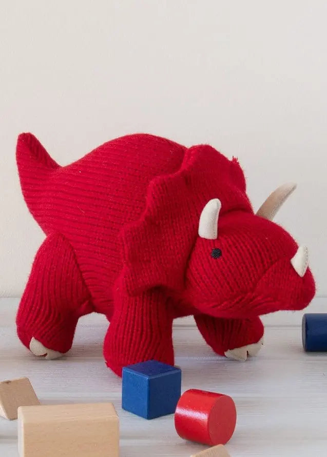 Knitted Triceratops Red Dinosaur Teddy Soft Toy Toy Best Years 