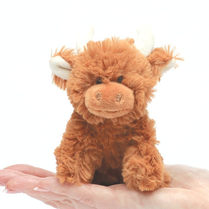 Scottish Highland Cow Soft Plush Toy Mini Brown -11cm tall