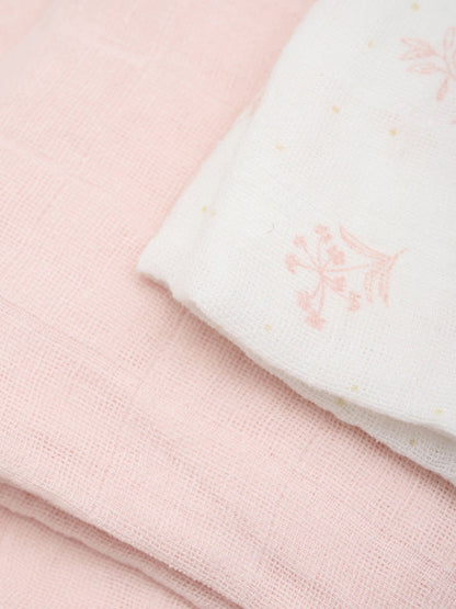 3 Pack, Organic Cotton Muslins, Veiled Rose, 65 x 65 cm Blanket Pippi 