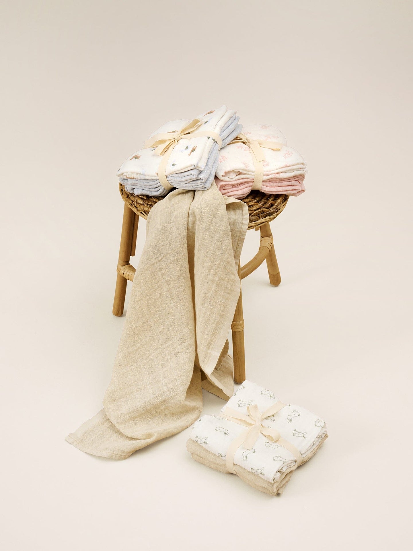 3 Pack, Organic Cotton Muslins, Veiled Rose, 65 x 65 cm Blanket Pippi 