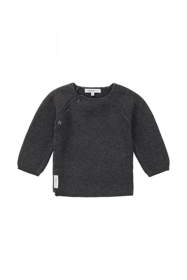 Organic Cotton Knitted Cardigan - Dark Grey Melange Cardigan / Jacket Noppies 